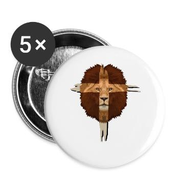 Lion Cross Christian Gift - Buttons large 2.2''/56 mm (5-pack) - white - Front