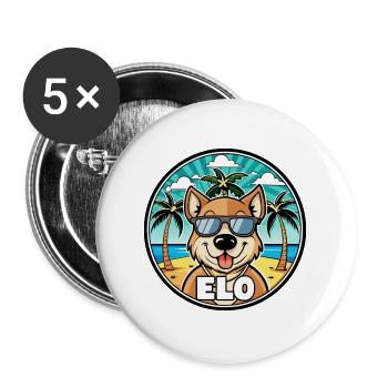 Längerer Spitzname Hund Rasse Cartoon Sonnenbrille Strand - Buttons groß 56 mm (5er Pack) - Weiß - Vorne
