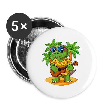 Funny Turtle Cartoon Summer Beach Sunglasses - Buttons large 2.2''/56 mm (5-pack) - white - Front