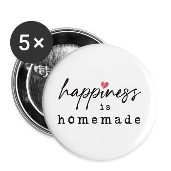 Happiness is Homemade - Buttons groß 56 mm (5er Pack) - Weiß - Vorne
