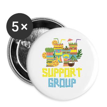 Selbsthilfegruppe Hawaiianische Luau Party Tiki Ba - Buttons groß 56 mm (5er Pack) - Weiß - Vorne