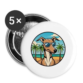 Rampur Greyhound Chien Race Dessin Animé Lunettes De Soleil Plage - Lot de 5 grands badges (56 mm) - blanc - Devant