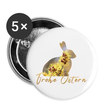 Frohe Ostern - Buttons groß 56 mm (5er Pack) - Weiß - Vorne