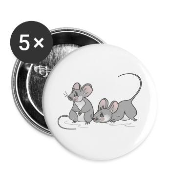 Maus Mäuschen Kinder Frauen Geburtstag - Buttons groß 56 mm (5er Pack) - Weiß - Vorne