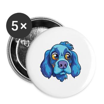 Blaue Picardie Spaniel Hunderasse Cartoon Kawaii Illu - Buttons groß 56 mm (5er Pack) - Weiß - Vorne