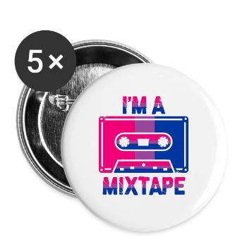 I'm A Mixtape Bisexuality Bisexualität Bisexuell - Buttons groß 56 mm (5er Pack) - Weiß - Vorne