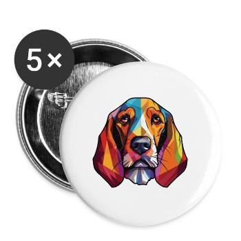 Bruno Jura Hund Rasse Aquarell Illustration - Buttons groß 56 mm (5er Pack) - Weiß - Vorne