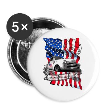 Amerikanischer Oldtimer Flagge Print - Buttons groß 56 mm (5er Pack) - Weiß - Vorne