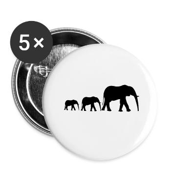famille éléphant - Lot de 5 grands badges (56 mm) - blanc - Devant