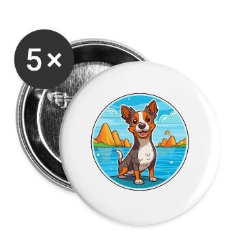 St Miguel Cattle Hund Rasse Cartoon Kawaii Clipart - Buttons groß 56 mm (5er Pack) - Weiß - Vorne