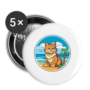 Rotluchs Aquarell Cartoon Kawaii Clipart Tier - Buttons groß 56 mm (5er Pack) - Weiß - Vorne
