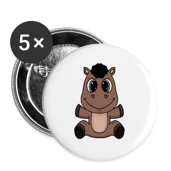 Pferd - Buttons groß 56 mm (5er Pack) - Weiß - Vorne