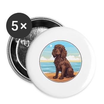 Boykin Spaniel Hund Rasse Cartoon Kawaii Clipart - Buttons groß 56 mm (5er Pack) - Weiß - Vorne