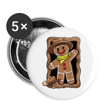 Lebkuchenmann Weihnachten Humor - Buttons groß 56 mm (5er Pack) - Weiß - Vorne