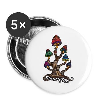 Psylocibyn T-shirt - Buttons large 2.2''/56 mm (5-pack) - white - Front