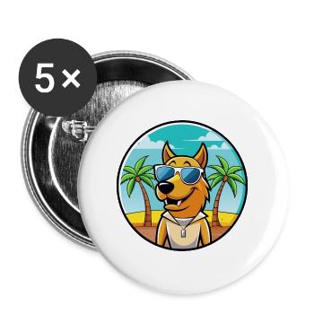 Smaland Hound Chien Race Dessin Animé Lunettes De Soleil Plage - Lot de 5 grands badges (56 mm) - blanc - Devant