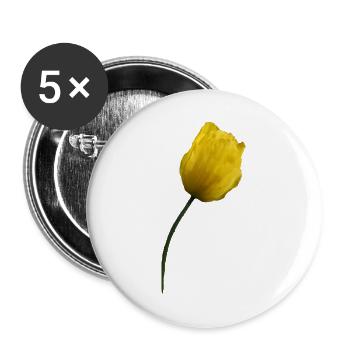 gelber Mohn Klatschmohn Mohnblume - Buttons groß 56 mm (5er Pack) - Weiß - Vorne