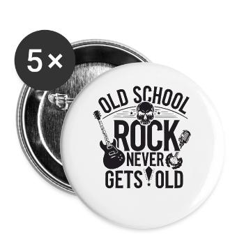 Rockmusik Musiker Rock'n'Roll Band Rocker - Buttons groß 56 mm (5er Pack) - Weiß - Vorne