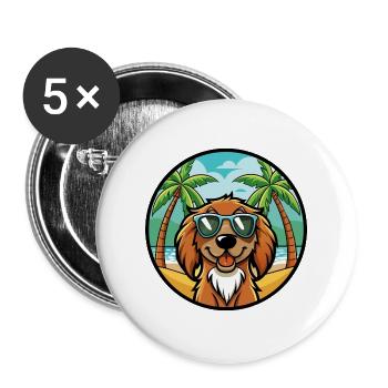 Boykin Spaniel Chien Race Dessin Animé Lunettes De Soleil Plage - Lot de 5 grands badges (56 mm) - blanc - Devant
