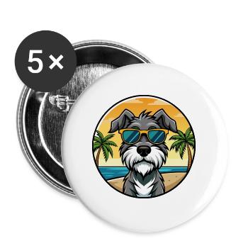 Deutscher Wachtelhund Hunderasse Cartoon Sonnenbrille - Buttons groß 56 mm (5er Pack) - Weiß - Vorne