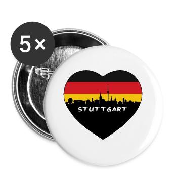 Flaggen-Skyline-Reise-Andenken Stuttgarts Deutschland - Buttons groß 56 mm (5er Pack) - Weiß - Vorne