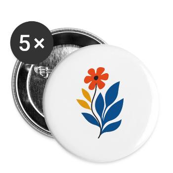Florale Power – kräftig & kreativ - Buttons groß 56 mm (5er Pack) - Weiß - Vorne