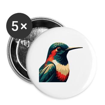 Kolibri Zeichentrickfigur Buntes Haustier Tier - Buttons groß 56 mm (5er Pack) - Weiß - Vorne