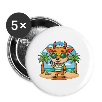 Antelope Funny Cartoon Summer Beach Sunglasses - Buttons large 2.2''/56 mm (5-pack) - white - Front