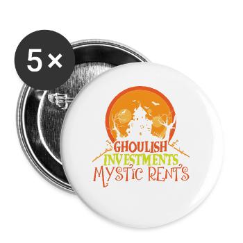 Gruselige Investitionen Mystic Rents Halloween - Buttons groß 56 mm (5er Pack) - Weiß - Vorne