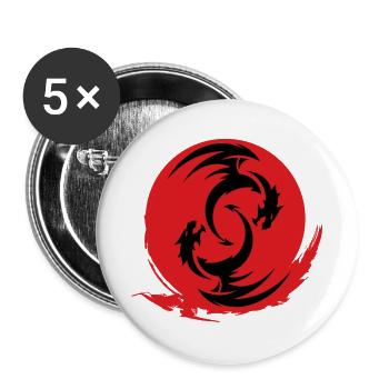Red Dragon Circle - Buttons large 2.2''/56 mm (5-pack) - white - Front