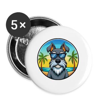 Standard Schnauzer Hunderasse Cartoon Sonnenbrille - Buttons groß 56 mm (5er Pack) - Weiß - Vorne