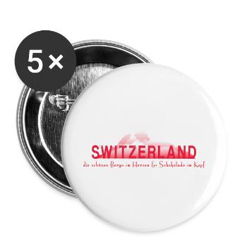 Schweiz Berge Schokolade - Buttons groß 56 mm (5er Pack) - Weiß - Vorne