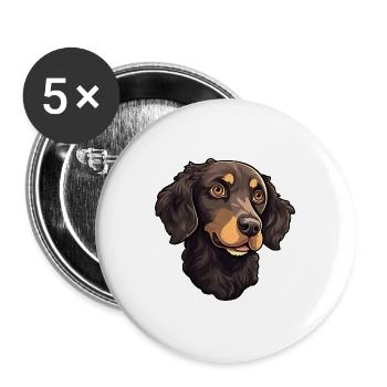 Lockig beschichtet Retriever Hund Rasse Cartoon Kawaii il - Buttons groß 56 mm (5er Pack) - Weiß - Vorne