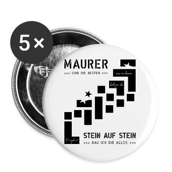 Maurer Hochbau Steinmetz - Buttons groß 56 mm (5er Pack) - Weiß - Vorne
