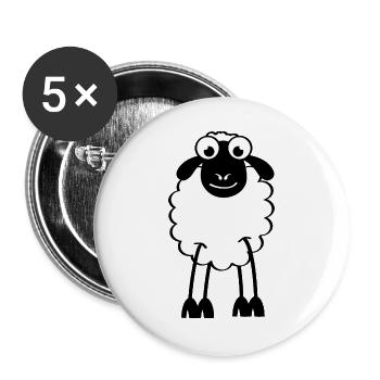 Schafe, weiße oder schwarze Schafe. Träumen oder schlafen - Buttons groß 56 mm (5er Pack) - Weiß - Vorne