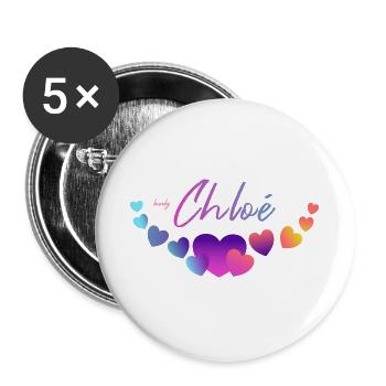 Chloé Chloe Geburtstag - Buttons groß 56 mm (5er Pack) - Weiß - Vorne