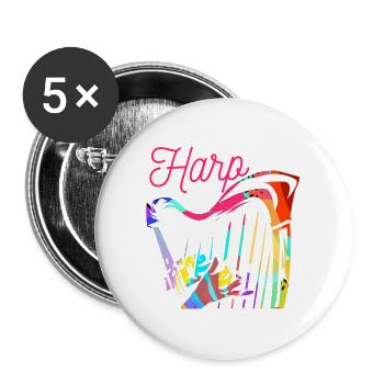 Himmlische Harfe Orchestermusik - Buttons groß 56 mm (5er Pack) - Weiß - Vorne