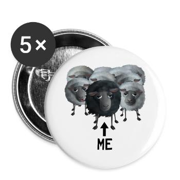 Schwarzes Schaf - Me Pfeil in der Herde - Buttons groß 56 mm (5er Pack) - Weiß - Vorne