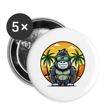 Gorilla Lustige Cartoon Sommer Strand Sonnenbrille Cool - Buttons groß 56 mm (5er Pack) - Weiß - Vorne