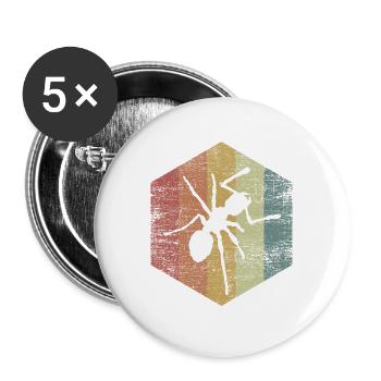 Krabbelige Waldameise Naturfreund - Buttons groß 56 mm (5er Pack) - Weiß - Vorne