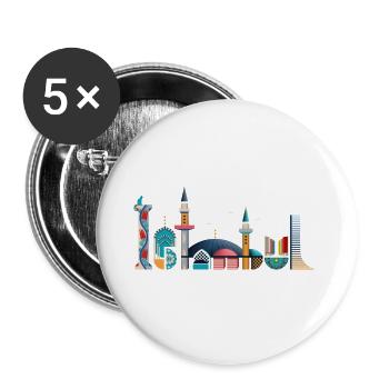 Istanbul - Buttons groß 56 mm (5er Pack) - Weiß - Vorne