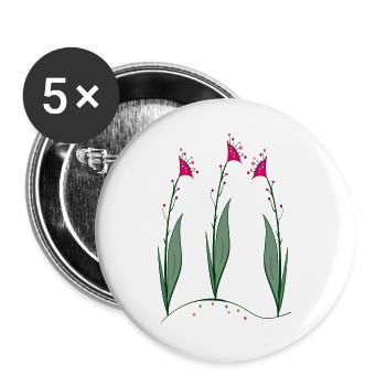 Blüten, Flowers - Buttons groß 56 mm (5er Pack) - Weiß - Vorne