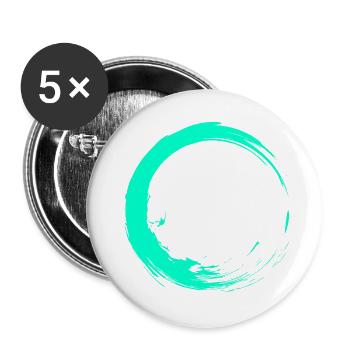 Kreis Bürste Design Türkis - Buttons groß 56 mm (5er Pack) - Weiß - Vorne