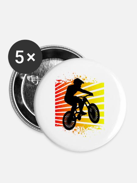 Mountainbike Mountainbiker - Buttons groß 56 mm (5er Pack) - Weiß