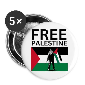 Free palestine | Guy with palestine flag - Buttons groß 56 mm (5er Pack) - Weiß - Vorne