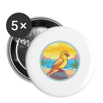 Kanarienvogel Aquarell Karikatur Kawaii Clipart Haustier - Buttons groß 56 mm (5er Pack) - Weiß - Vorne