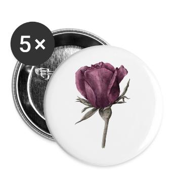 Rose Blume - Buttons groß 56 mm (5er Pack) - Weiß - Vorne