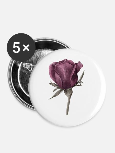 Rose Blume - Buttons groß 56 mm (5er Pack) - Weiß