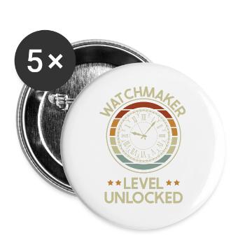 Uhrmacher Uhrenmacher Uhrmachermeister Geschenk - Buttons groß 56 mm (5er Pack) - Weiß - Vorne