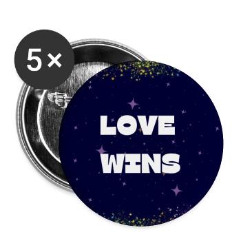 Liebe gewinnt - Buttons groß 56 mm (5er Pack) - Weiß - Vorne
